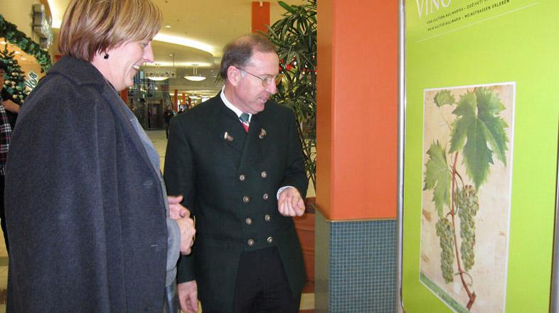 Slokanova in Johann Dreisiebner sta si ogledala razstavo upodobitev sort vinske 