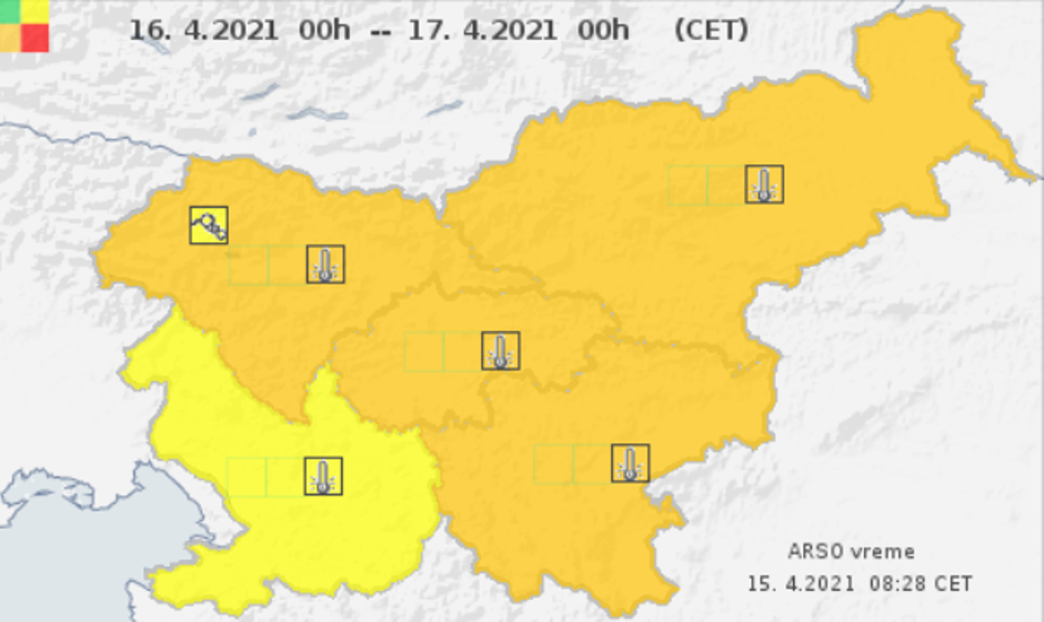 oranžno opozorilo | Avtor: Arso/meteo.si