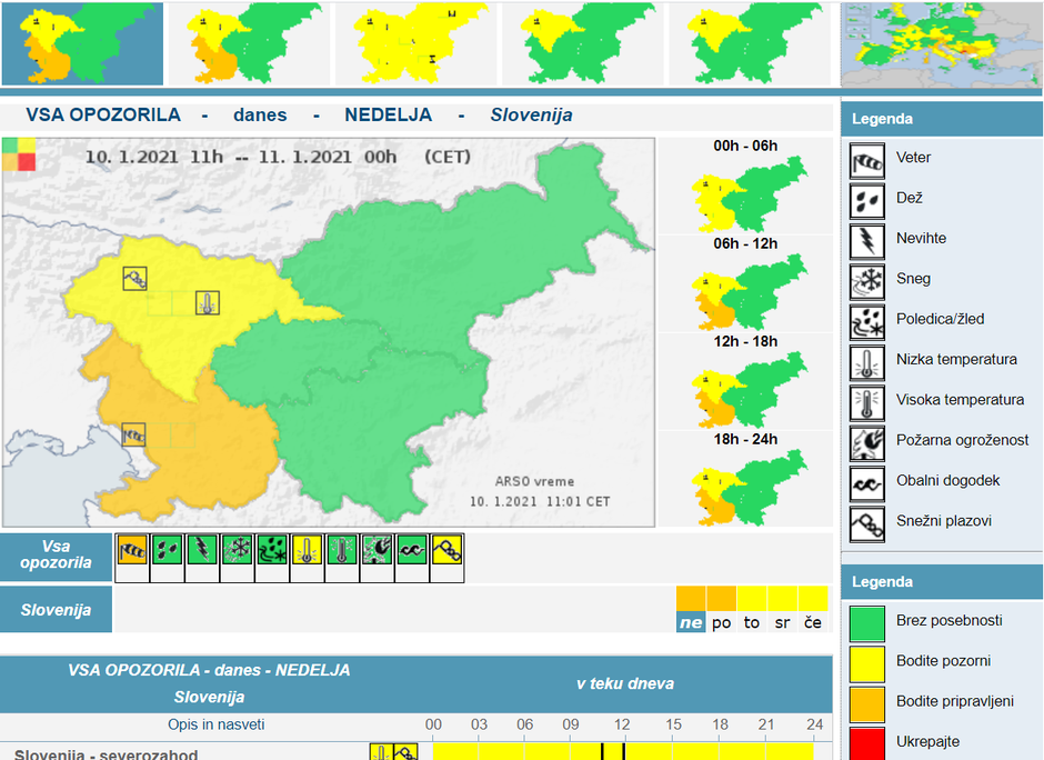 oranžno opozorilo | Avtor: Arso/meteo.si