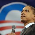 US Democratic presidential candidate Senator Barack Obama (D-IL) pauses while ad