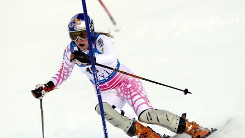 Lindsey Vonn je po prvem teku najhitrejša v Leviju.