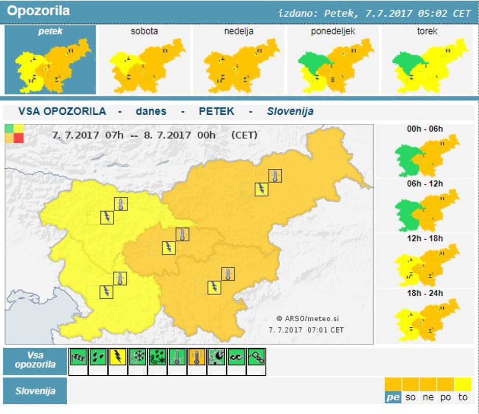 oranžni alarm  | Avtor: Meteo.si