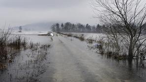 slovenija 09.02.14, visok vodostaj, dez, zled, led, sneg, taljenje snega, naravn