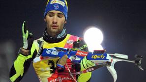 Martin Fourcade biatlon sprint Ruhpolding puška streljanje strel