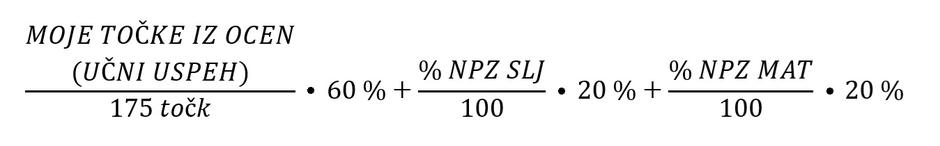 Formula za izračun točk (NPZ in uspeh) | Avtor: Arnes