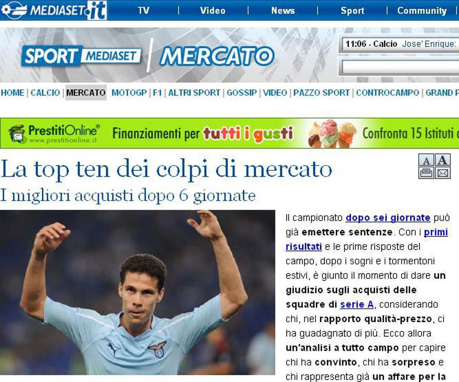 Takole se začenja Mediasetova lestvica najboljših nakupov. (Foto: Mediaset.it)