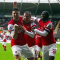 Giroud Monreal Gervinho Swansea City Arsenal Premier League Anglija liga prvenst