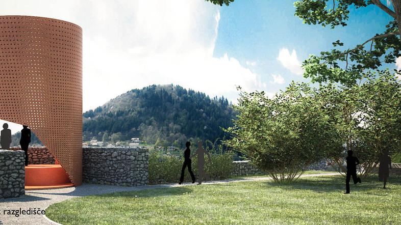 Ostanke nekdanjega stražnega stolpa na Volkovem vrtu bo zamenjal vrtljiv stolp, 