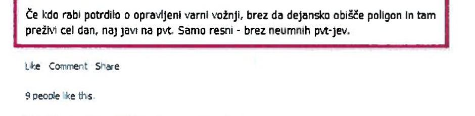 Ponudba za opravljanje tečaja za mladega voznika. | Avtor: Facebook