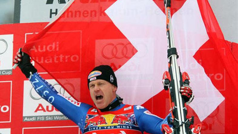 Didier Cuche je osvoji mali kristalni globus v smuku.