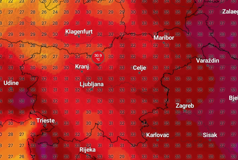 vročinski val vreme | Avtor: I'm weather/posnetek zaslona