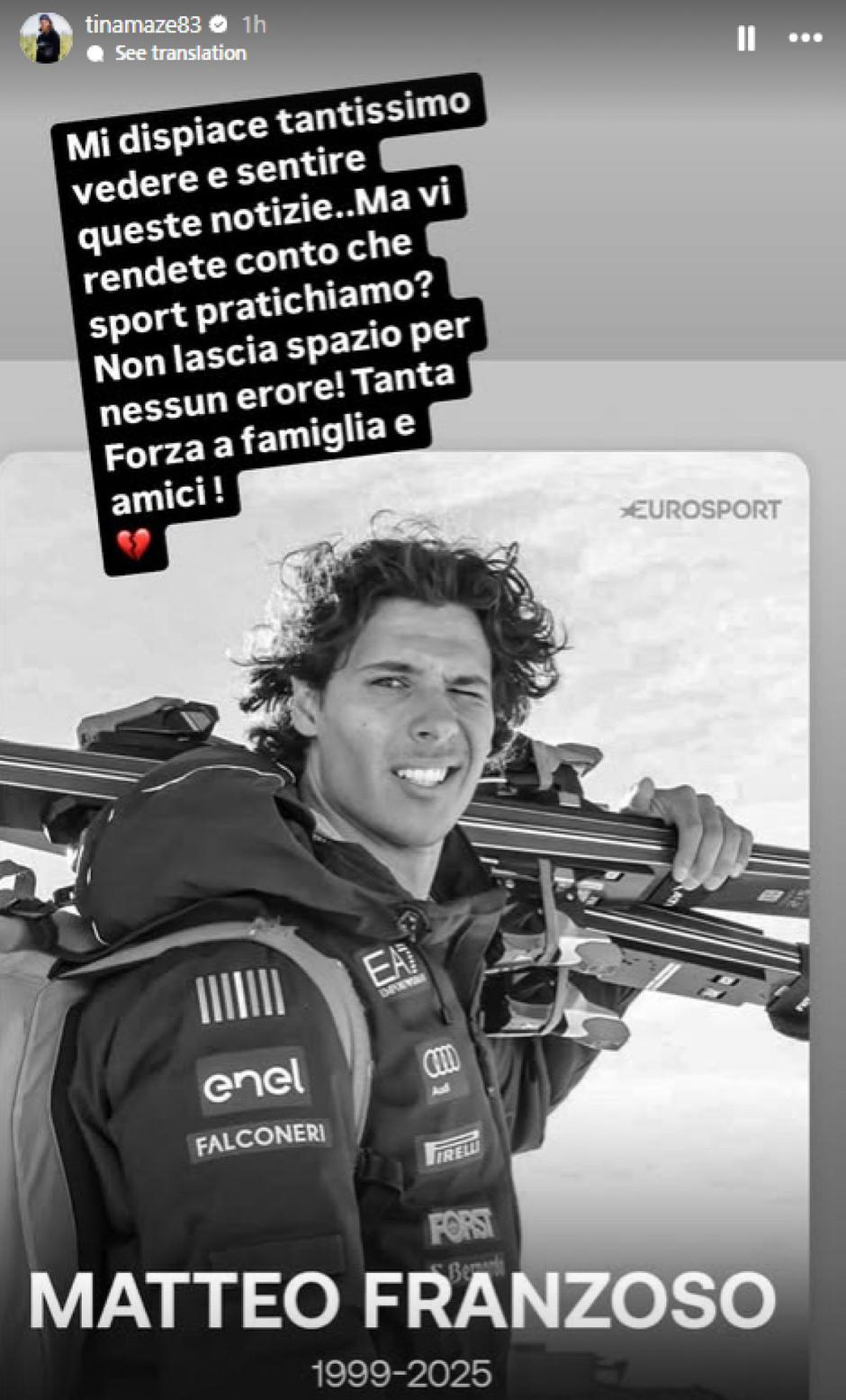 Tina Maze Matteo Franzoso | Avtor: Instagram