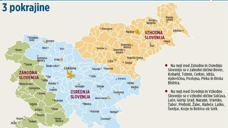 Tri regije so najmanj verjetna rešitev. V letu 2010 bi stroški zanje nanesli 91 