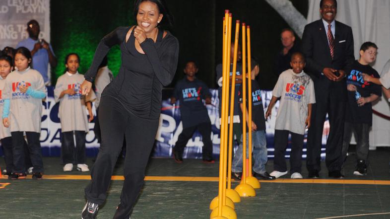 Michelle Obama, nogomet, igranje, debelost, Američani