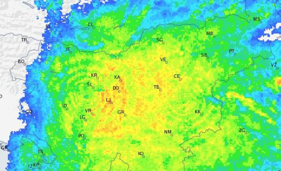 Radarska slika padavin | Avtor: Arso