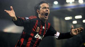 Filippo Inzaghi je v drugi minuti sodnikovega podaljška Milanu prinesel točko.