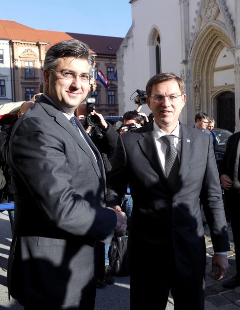 Miro Cerar in Andrej Plenković v Zagrebu