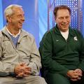 Trener Severne Karoline Roy Williams (levo) in trener Michigan Stata Tom Izzo st