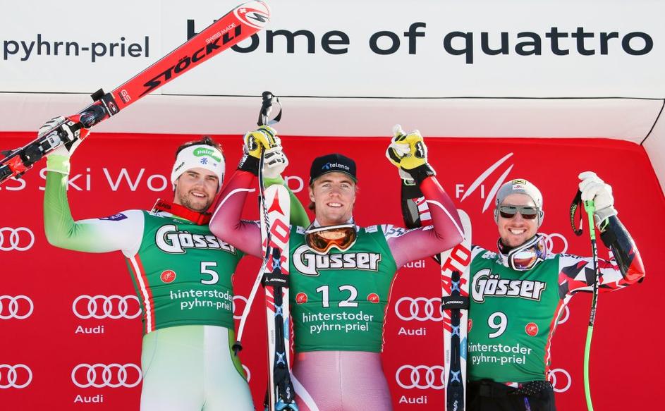 Aleksander Aamodt Kilde Boštjan Kline Marcel Hirscher superveleslalom Hinterstod