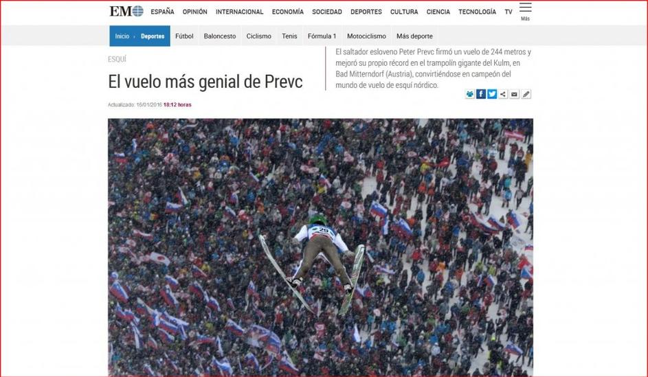 Peter Prevc, mediji, El Mundo