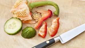 biodpadek, nož, zelenjava, rezanje, kuhinja