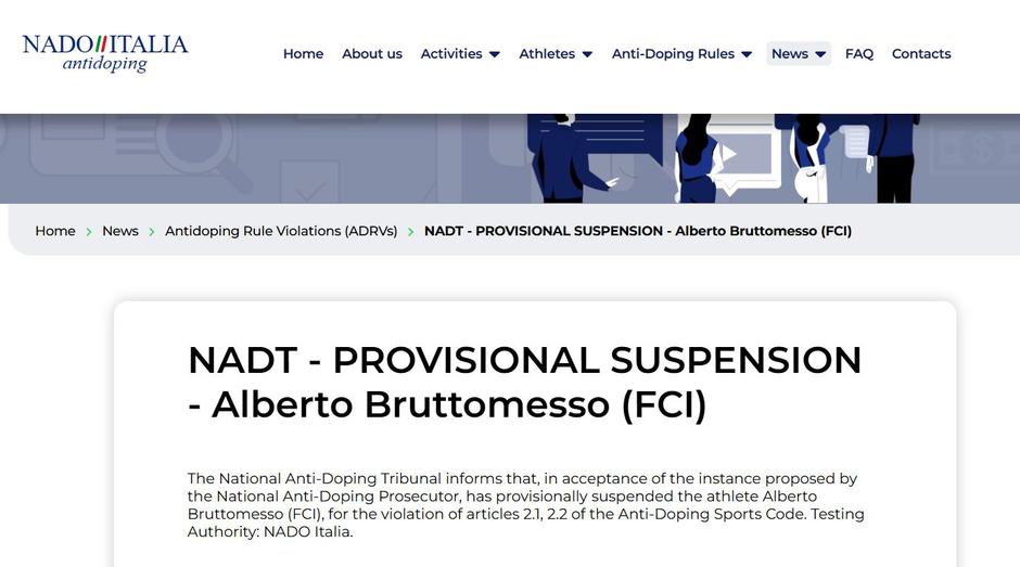 Obvestilo o suspenzu Bruttomessa | Avtor: NADO Italia