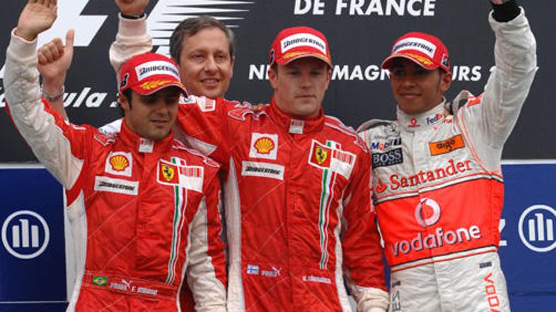 Lani je v Magny Coursu Ferrari osvojil dvojno zmago, Kimi Räikkönen je bil pred 