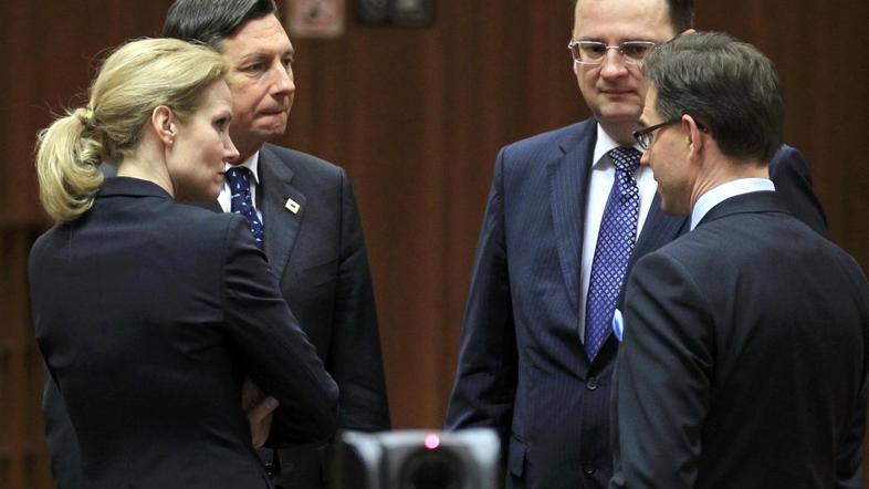 Denmark's PM Thorning Schmidt, Slovenia's PM Pahor, Czech Republic's PM Necas an