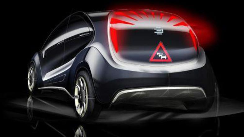 Konceptni avtomobil steklo na zadku uporablja za komunikacijo z ostalimi vozili.