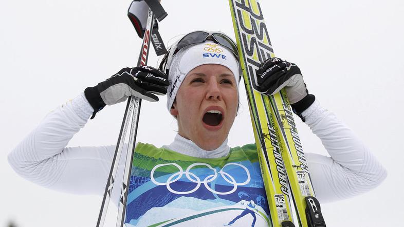 22-letna Charlotte Kalla je bila 6,6 sekunde hitrejša od Kristine Šmigun. (Foto: