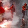 Demonstranti v Beogradu.