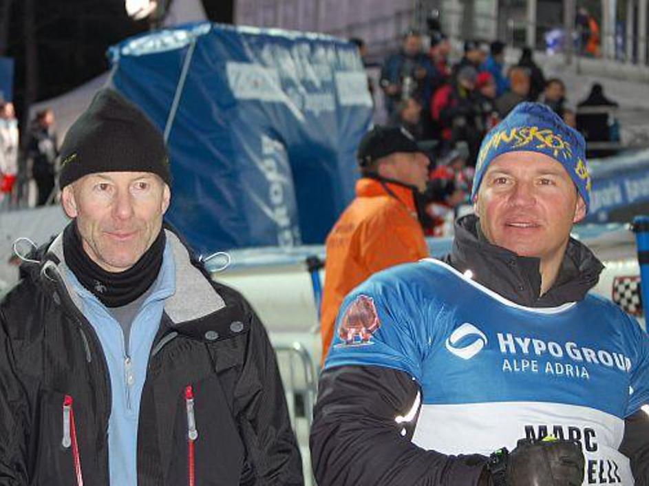 Nekoč sotekmovalca, danes pa prijatelja, Ingemar Stenmark in Marc Girardelli.