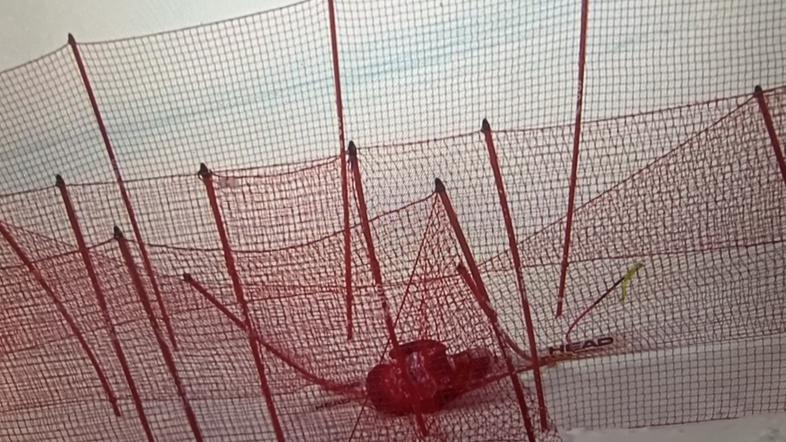 Lindsey Vonn, padec v Crans Montani