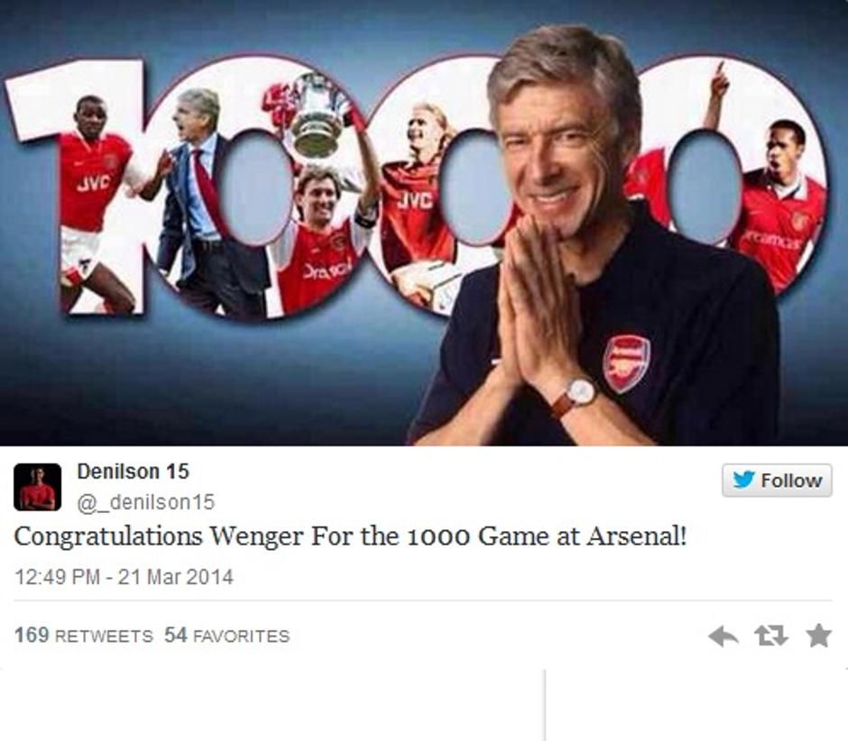 arsene wenger 1000 tekem | Avtor: Reševalni pas/Twitter