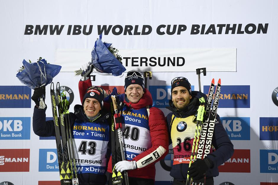 Johannes Thingnes Bö, Quentin Fillon Maillet, Martin Fourcade | Avtor: Epa