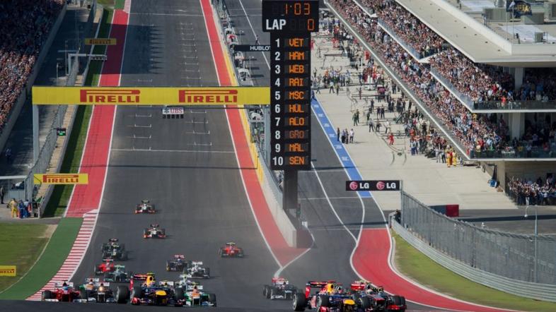 VN ZDA Austin formula 1 dirka Vettel Webber Hamilton