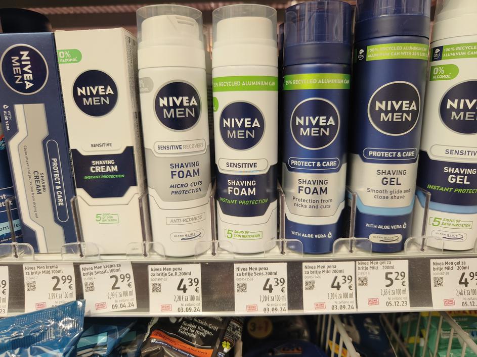 nivea gel za britje sensitive cena nemčija slovenija spar mercator dm