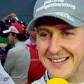Takole se je pred več milijoni nemških gledalcev po dirki smejal Schumacher. (Fo