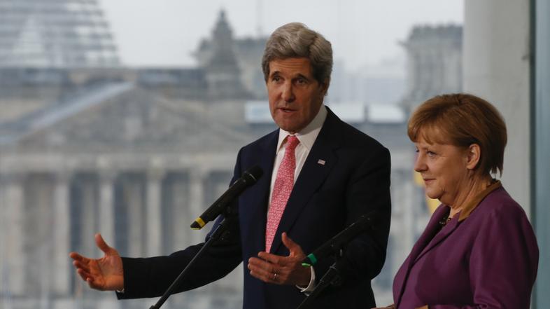 razno 26.02.13. German Chancellor Angela Merkel and U.S. Secretary of State John