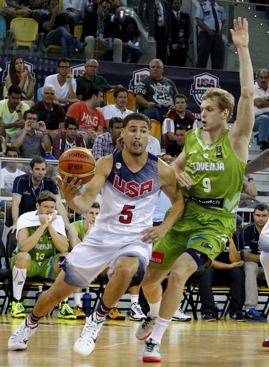 Klay Thompson Jaka Blažič prijateljska tekma Slovenija ZDA Las Palmas  | Avtor: EPA