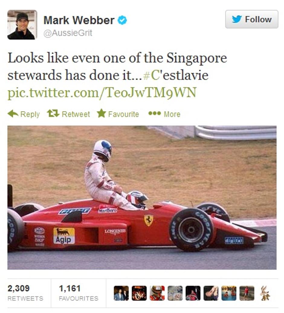 mark webber tvit | Avtor: Reševalni pas/Twitter