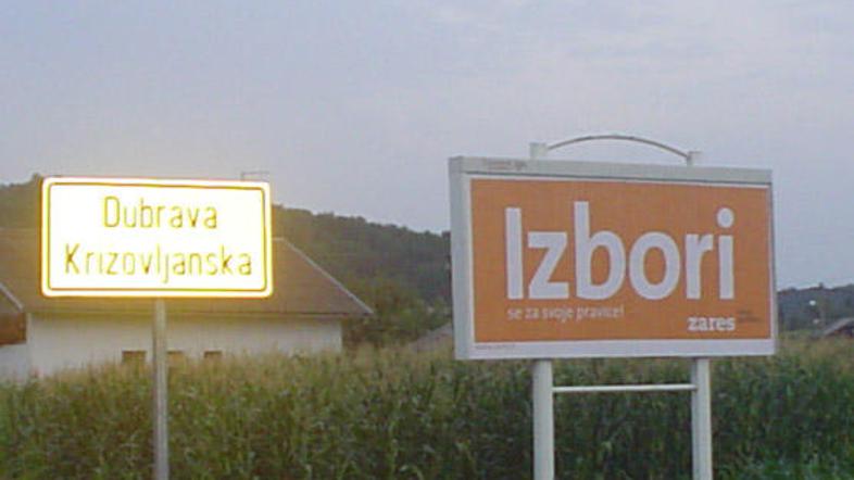 Plakat, ki nagovarja slovenske volilce tudi na Hrvaškem.