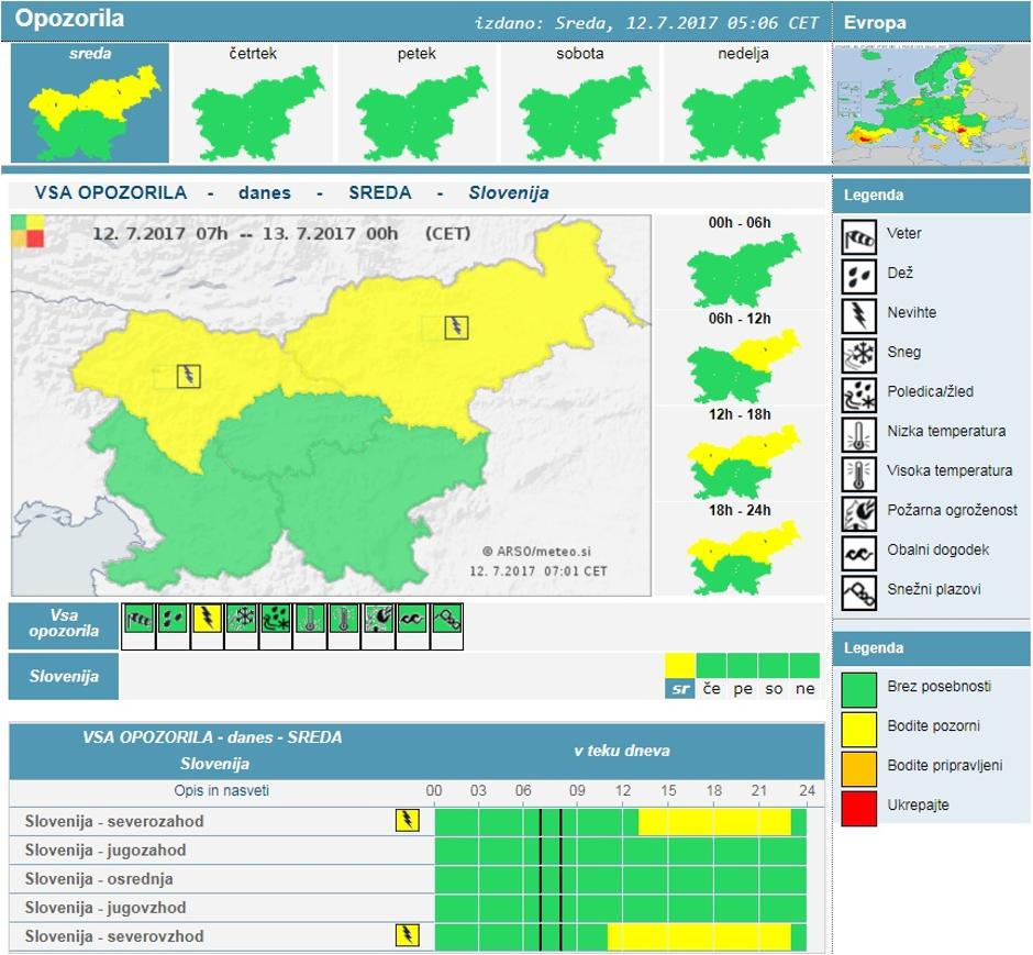 Opozorilo Agencije za okolje | Avtor: Arso 