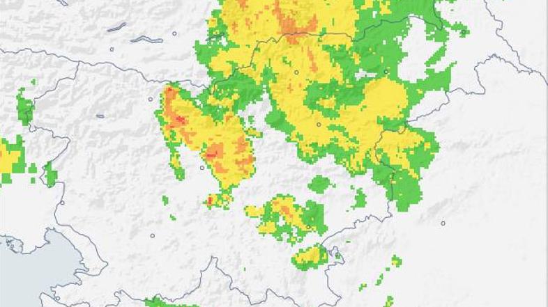 Radarska slika padavin.