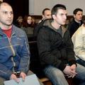 Obtoženi Boštjan Koprivnikar, Simon Trančar in Damir Hasani.