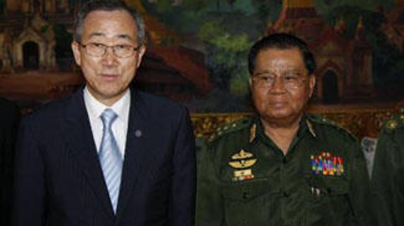 Generalni sekretar OZN Ban Ki Mun je vodjo mjanmarske hunte Than Shweja prepriča