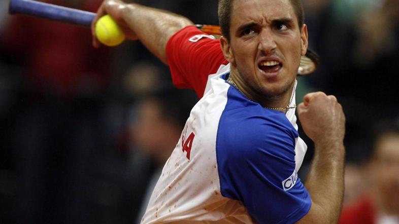 Viktor Troicki je Srbiji priboril odločilno zmago v finalu. (Foto: Reuters)