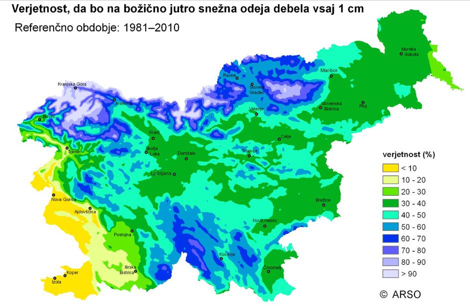 Verjetnost sneženja za božič | Avtor: Arso