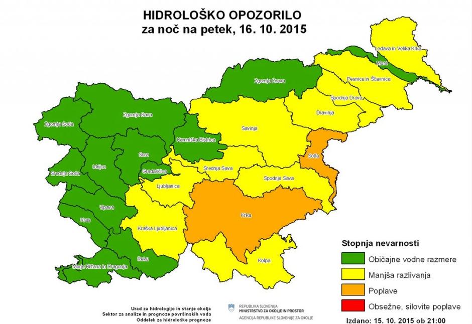 Hidrološko opozorilo | Avtor: Arso