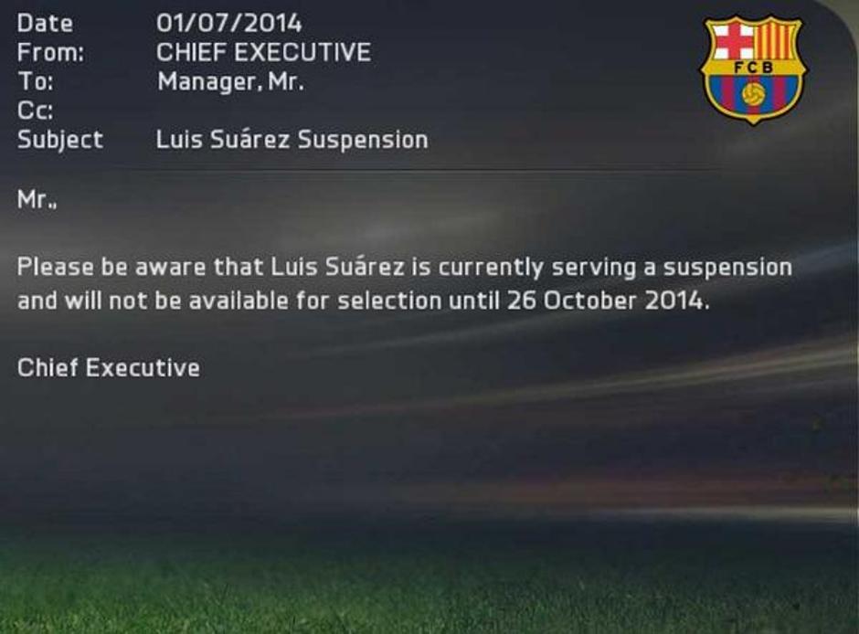 Luis Suarez Fifa 15 suspenz | Avtor: Fifa 15 (PrtSc)